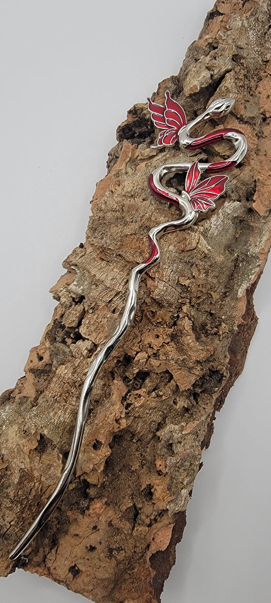 Snake & Butterflies Hair Pin